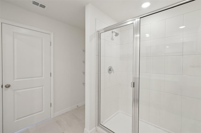 1855 Brekey Way, Zephyrhills, FL 33541 - bathroom with a stall shower and recessed lighting