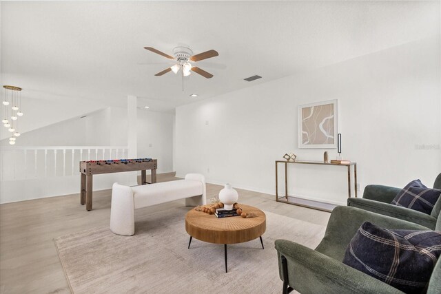 14927 Faversham Cir, Orlando, FL 32826 - rec room with light wood-style flooring, ceiling fan, and recessed lighting