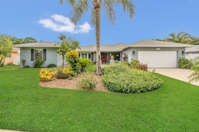 8134 Hook Cir, Orlando, FL 32836 - ranch-style house with stucco siding, a garage, concrete driveway, and a front yard