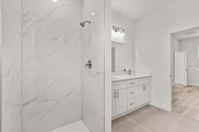 3863 W Galleon St, Dunnellon, FL 34433 - full bathroom with double vanity, a marble finish shower, and tile patterned flooring