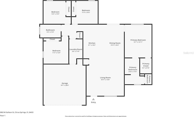3863 W Galleon St, Dunnellon, FL 34433 - floor plan / room layout