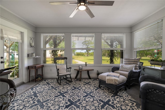 775 Bay Dr, New Smyrna Beach, FL 32168 - sunroom / solarium featuring ornamental molding