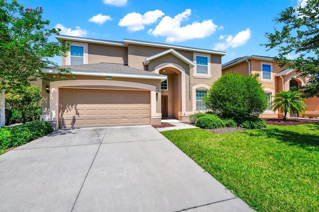 2209 Crofton Ave, Davenport, FL 33837 - traditional-style house with stucco siding, concrete driveway, an attached garage, and a front yard