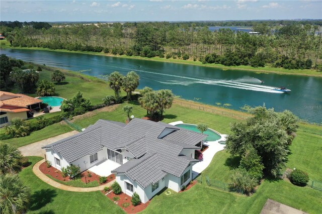 12508 Lake Denise Blvd, Clermont, FL 34711 - view from above of property with a nearby body of water and a pool area