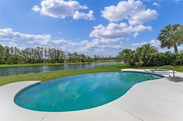 12508 Lake Denise Blvd, Clermont, FL 34711 - view of swimming pool with a water view, a diving board, and a patio area