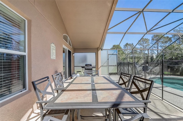 927 Orange Cosmos Blvd, Davenport, FL 33837 - view of patio featuring an outdoor pool, outdoor dining area, and glass enclosure