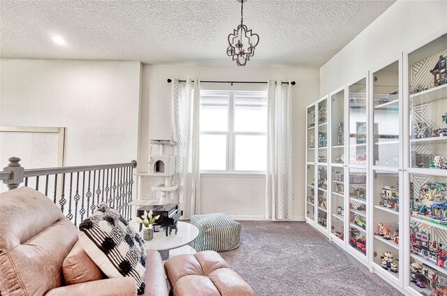 1147 Wildmeadow Run, Winter Park, FL 32792 - living area featuring carpet floors, a textured ceiling, and baseboards