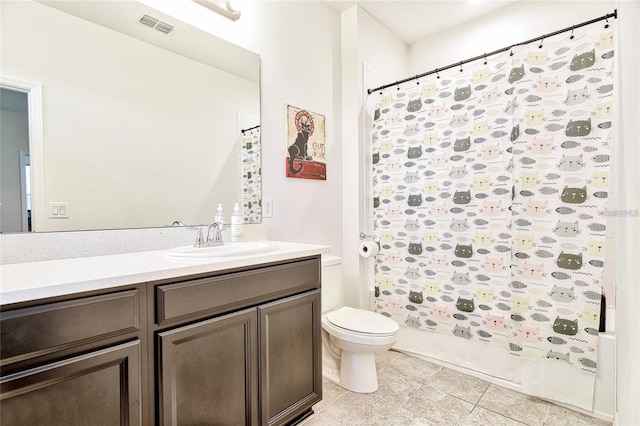 1147 Wildmeadow Run, Winter Park, FL 32792 - bathroom featuring vanity, toilet, shower / tub combo, and tile patterned flooring