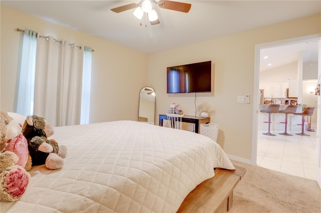 15303 SW 52nd Cir, Ocala, FL 34473 - carpeted bedroom featuring baseboards, ceiling fan, tile patterned floors, and recessed lighting