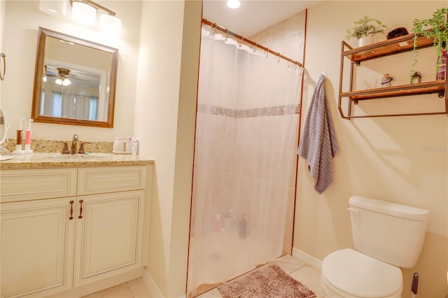 15303 SW 52nd Cir, Ocala, FL 34473 - bathroom featuring toilet, tile patterned flooring, vanity, and a tile shower