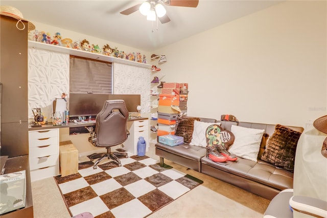 15303 SW 52nd Cir, Ocala, FL 34473 - office area featuring a ceiling fan and built in study area