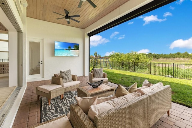 13791 Abberwick Dr, Orlando, FL 32832 - view of patio / terrace with an outdoor living space and a ceiling fan