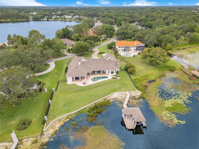10845 Bayshore Dr, Windermere, FL 34786 - aerial view of property and surrounding area featuring a large body of water and a heavily wooded area