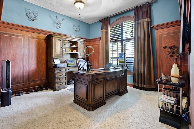 190 Osprey Hammock Trl, Sanford, FL 32771 - office area with light colored carpet, a textured ceiling, and ceiling fan