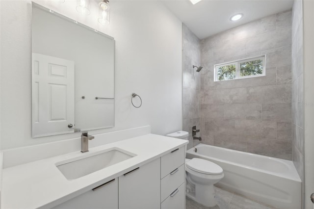 16904 SW 30th Avenue Rd, Ocala, FL 34473 - bathroom featuring vanity, toilet, shower / bath combination, and tile patterned floors
