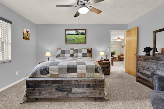 409 Jumper Dr S, Bushnell, FL 33513 - carpeted bedroom with a textured ceiling and ceiling fan