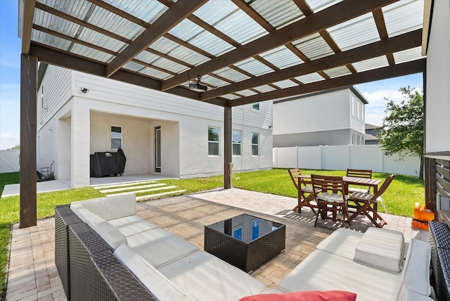 5700 Iron Brand Rd, Saint Cloud, FL 34771 - view of patio / terrace featuring an outdoor living space, outdoor dining area, and a pergola