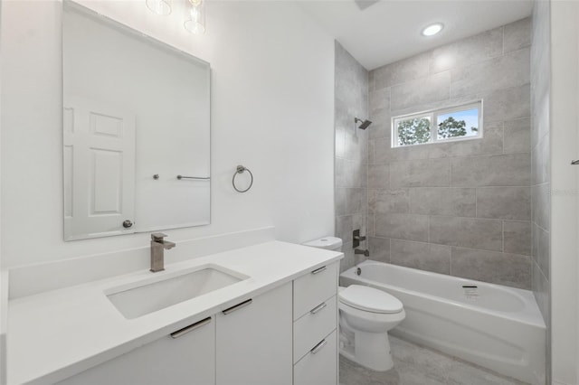 6062 SW 154th Pl, Ocala, FL 34473 - full bathroom with vanity, toilet, bathing tub / shower combination, and recessed lighting