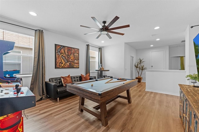 1425 Paget Cv, Sanford, FL 32771 - game room with light wood-style flooring, ceiling fan, recessed lighting, billiards table, and baseboards