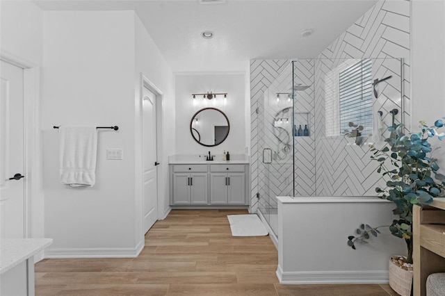 1425 Paget Cv, Sanford, FL 32771 - full bath featuring vanity, a shower stall, and wood finished floors