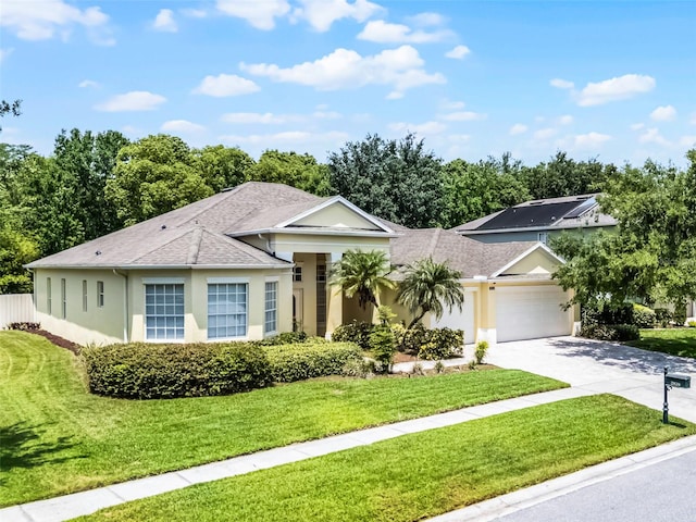 2026 Winding Oaks Dr, Orlando, FL 32825 - ranch-style home with driveway, a front lawn, stucco siding, and a shingled roof