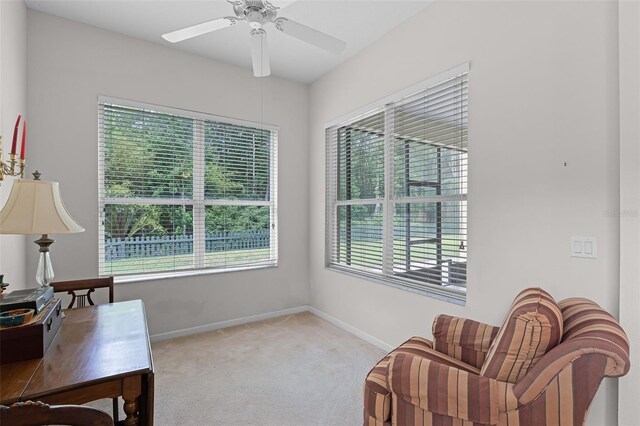 2026 Winding Oaks Dr, Orlando, FL 32825 - sitting room featuring plenty of natural light, carpet flooring, ceiling fan, and baseboards