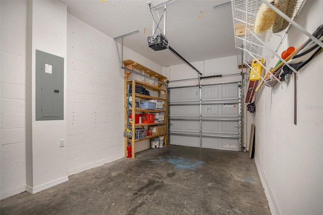 2936 Econ Landing Blvd, Orlando, FL 32825 - garage with electric panel, a garage door opener, and concrete block wall