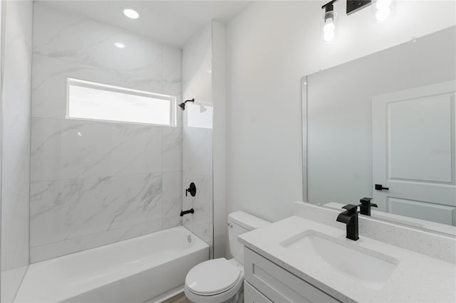 17434 SW 36th Avenue Rd, Ocala, FL 34473 - bathroom with toilet, vanity, bathtub / shower combination, and recessed lighting