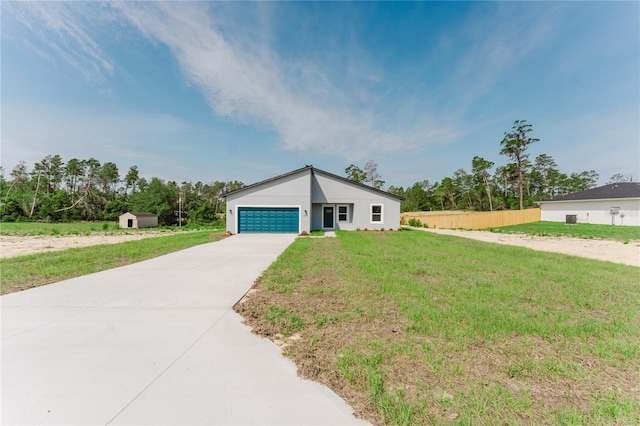 17434 SW 36th Avenue Rd, Ocala, FL 34473 - mid-century modern home with concrete driveway, a garage, and stucco siding
