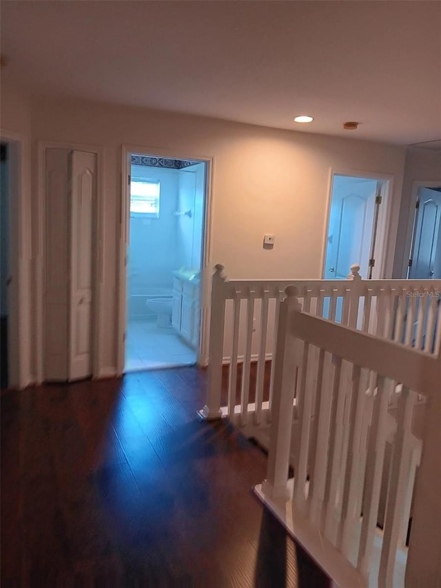 10415 Lucaya Dr, Tampa, FL 33647 - corridor with wood finished floors and recessed lighting