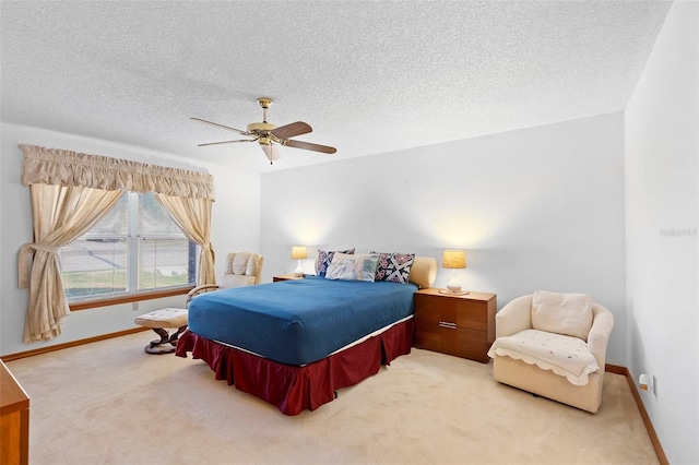 2018 N Normandy Blvd, Deltona, FL 32725 - bedroom featuring light colored carpet, baseboards, ceiling fan, and a textured ceiling