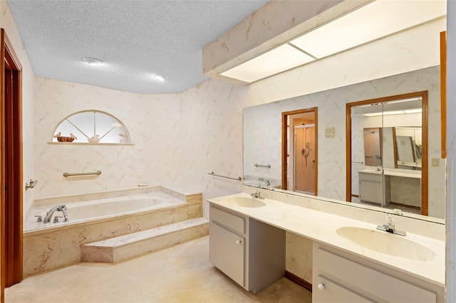 2018 N Normandy Blvd, Deltona, FL 32725 - bathroom with a garden tub, double vanity, and a textured ceiling