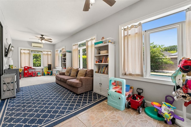 1716 Wild Indigo Ter, Oviedo, FL 32766 - game room featuring a ceiling fan and a wall unit AC