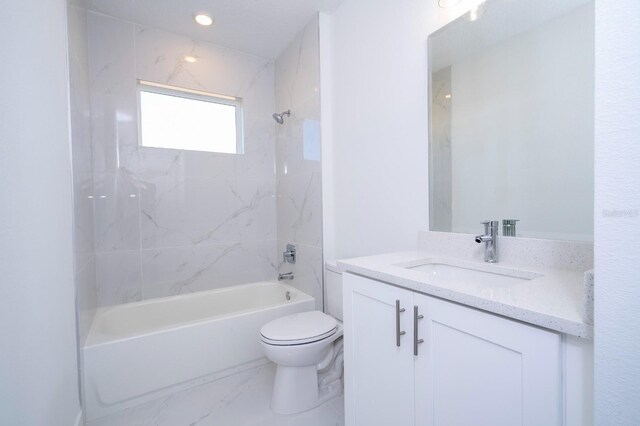 509 St Johns Ct, Poinciana, FL 34759 - bathroom with vanity, toilet, bathtub / shower combination, and marble finish floors