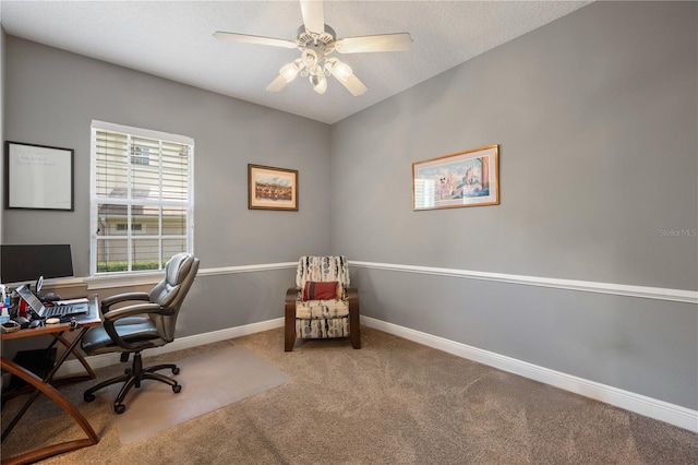 8475 Eagles Loop Cir, Windermere, FL 34786 - office with carpet flooring, baseboards, and ceiling fan