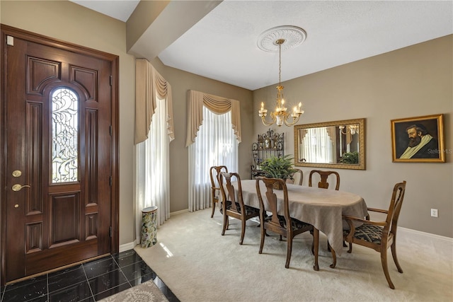 612 Golden Dawn, Apopka, FL 32712 - carpeted entryway with a chandelier, baseboards, and granite floors