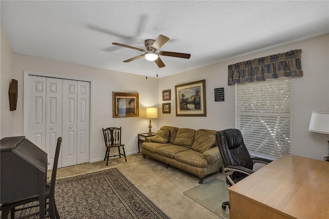 612 Golden Dawn, Apopka, FL 32712 - office with a ceiling fan, carpet flooring, and a textured ceiling