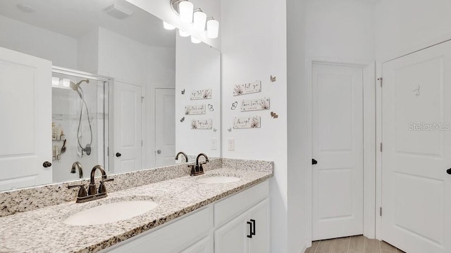 6013 Mount Zion Cir, Deland, FL 32724 - full bath featuring double vanity, a closet, and a shower stall