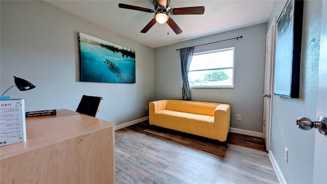 331 Greens End St, Orlando, FL 32810 - office space with wood finished floors, baseboards, and a ceiling fan
