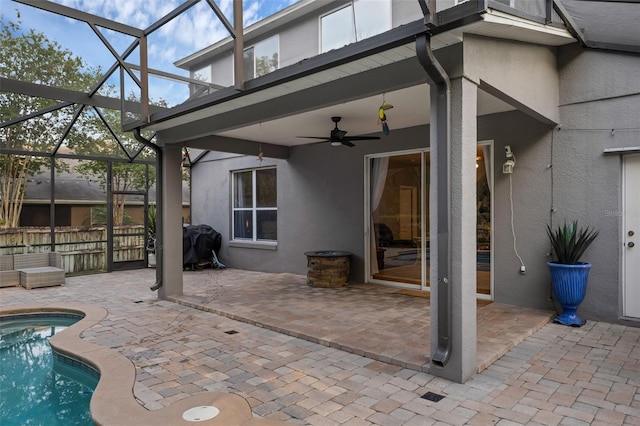 1245 Reagans Reserve Blvd, Apopka, FL 32712 - view of pool featuring a patio area, a ceiling fan, and a lanai