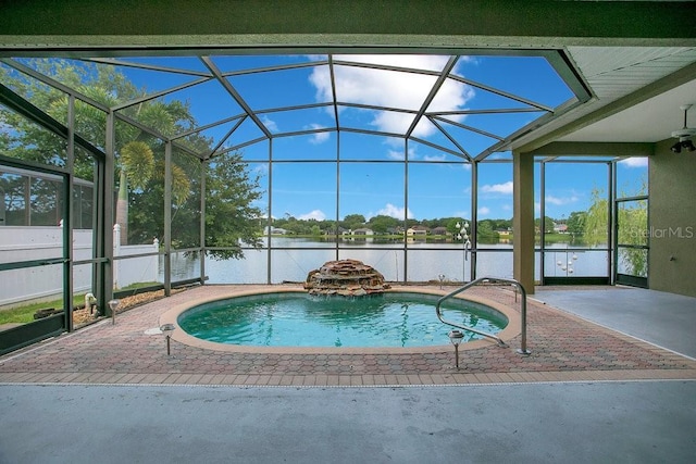529 Quail Down Dr, Debary, FL 32713 - swimming pool featuring a water view, a patio area, and a lanai