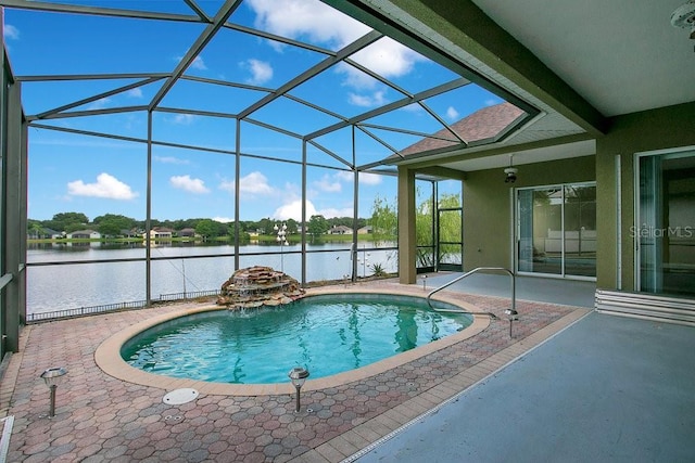 529 Quail Down Dr, Debary, FL 32713 - outdoor pool with a water view, a patio area, and a lanai
