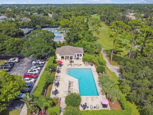 529 Quail Down Dr, Debary, FL 32713 - bird's eye view of a pool area