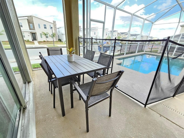 949 Leader St, Davenport, FL 33896 - view of swimming pool with a patio area, glass enclosure, and a residential view