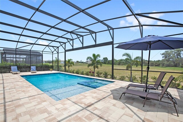 15049 Canopy Cover Dr, Winter Garden, FL 34787 - outdoor pool with a patio area and glass enclosure