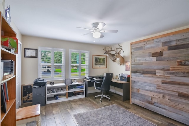 704 Tangerine Ct, Winter Garden, FL 34787 - office area with ceiling fan and wood finished floors