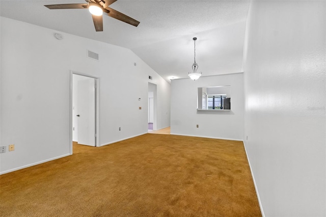 2750 King Oak Cir, Saint Cloud, FL 34769 - carpeted spare room featuring a ceiling fan, lofted ceiling, and a smoke detector