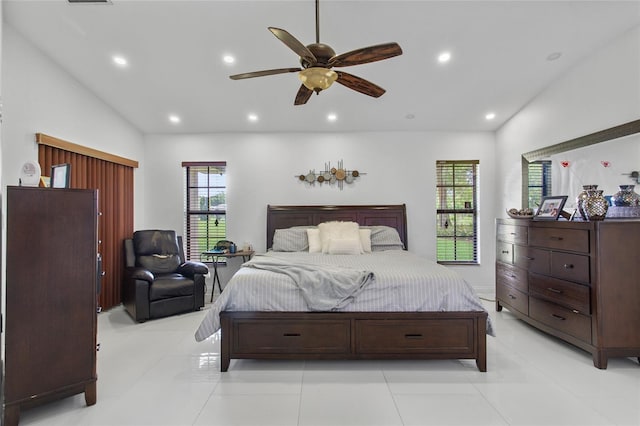 4905 Emilee Grace Ln, Saint Cloud, FL 34771 - bedroom with vaulted ceiling, recessed lighting, and ceiling fan