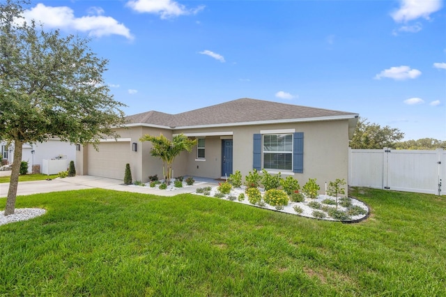 15356 White Tail Loop, Mascotte, FL 34753 - view of front of house with stucco siding, a gate, an attached garage, and concrete driveway