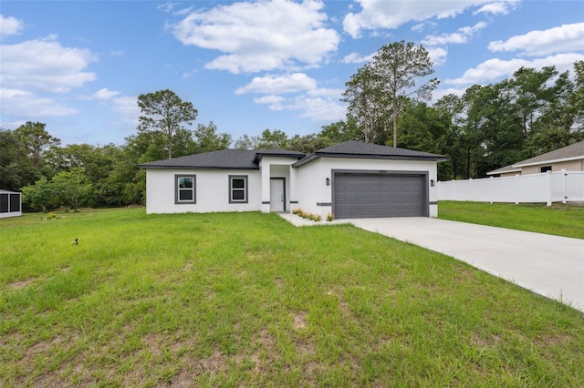 10218 N Langdon Rd, Citrus Springs, FL 34434 - view of front of home featuring stucco siding, a garage, and concrete driveway